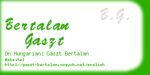 bertalan gaszt business card